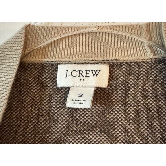 J Crew Leopard Print Open Front Cardigan 100% Cotton Neutral Tan/Blk Size S - Picture 2 of 8